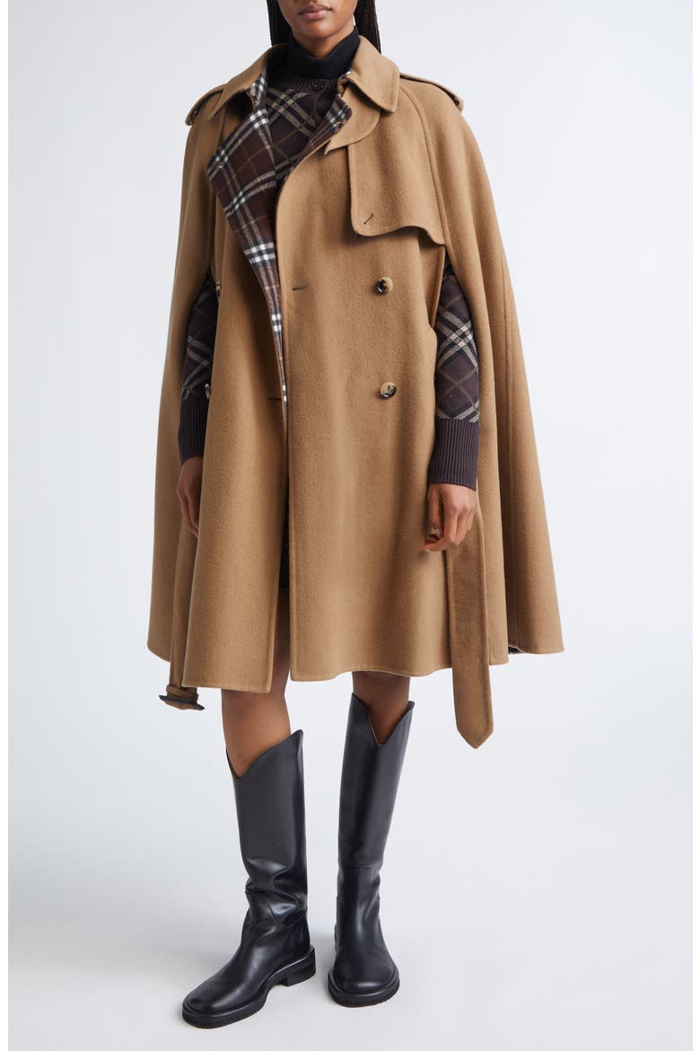 Burberry Bellemont Cape Back Wool Coat (Women) | Nordstrom