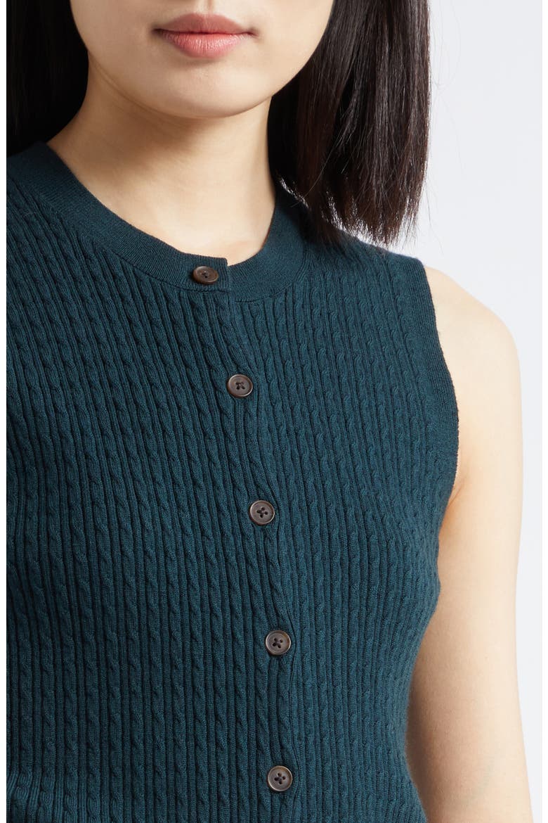 Sleeveless Cable Stitch Merino Wool Blend Cardigan, Alternate, color, JUNIPER