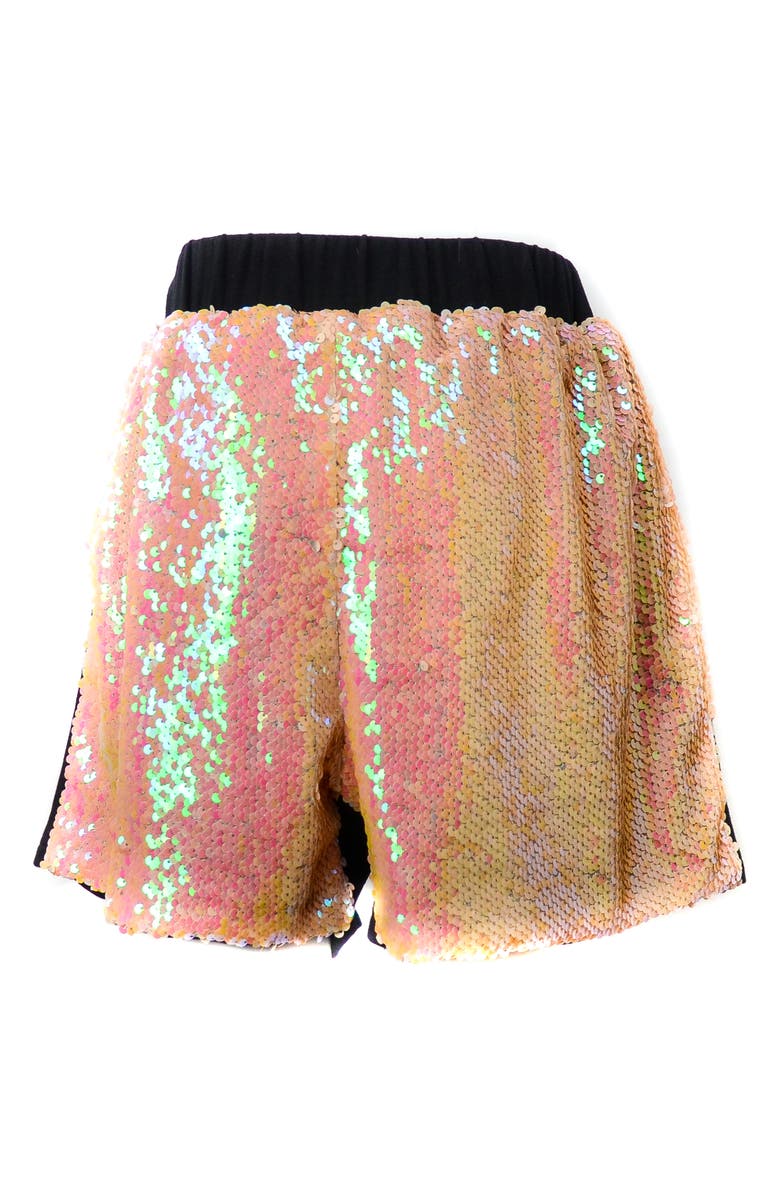 Lola + The Boys Lola & the Boys Peachy Sequin Shorts, Main, color, 
