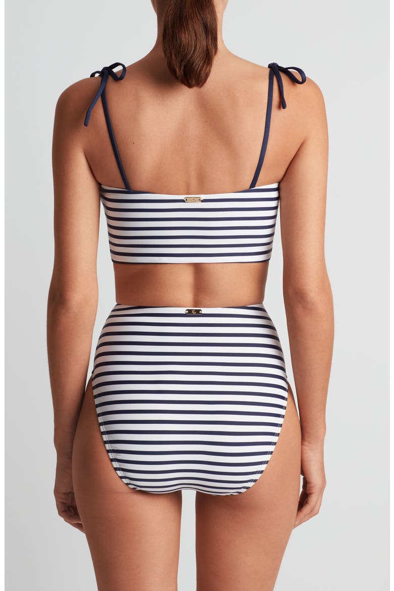 Tie Strap Crop Bikini Top, Alternate, color, NAVY WHITE