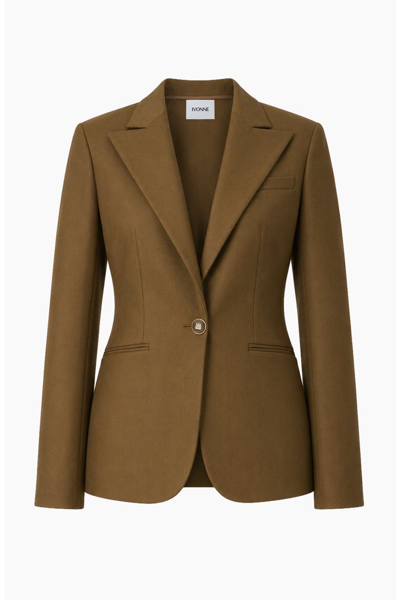 Classic Lapel Single-Button Fitted Tailored Blazer, Alternate, color, Olive Green