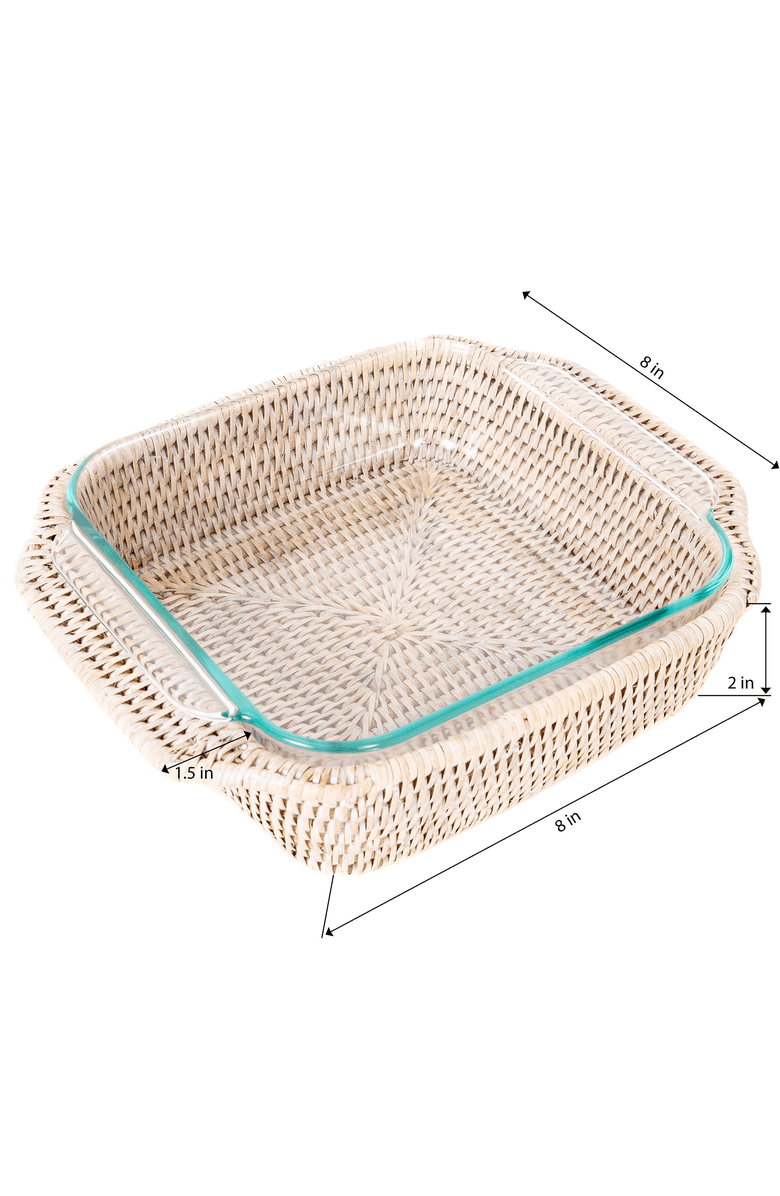 Artifacts Trading Company<sup>™</sup> Artifacts Rattan Square Baker Basket, with Pyrex, Alternate, color, White Wash