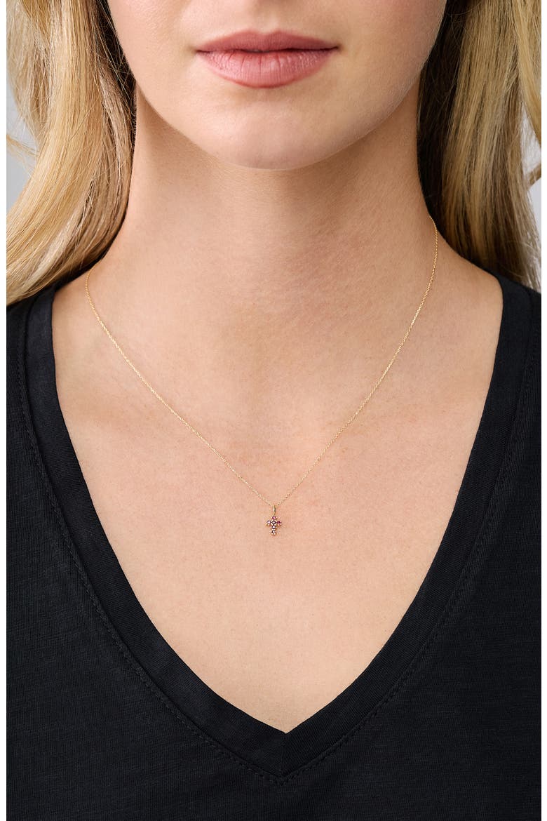 El Mar Ruby Cross Pendant Necklace, Alternate, color, 18K RUBY