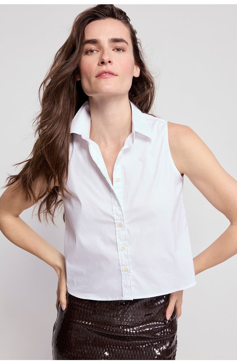The Shirt by Rochelle Behrens The Boxy Cropped Sleeveless Shirt, Main, color, White