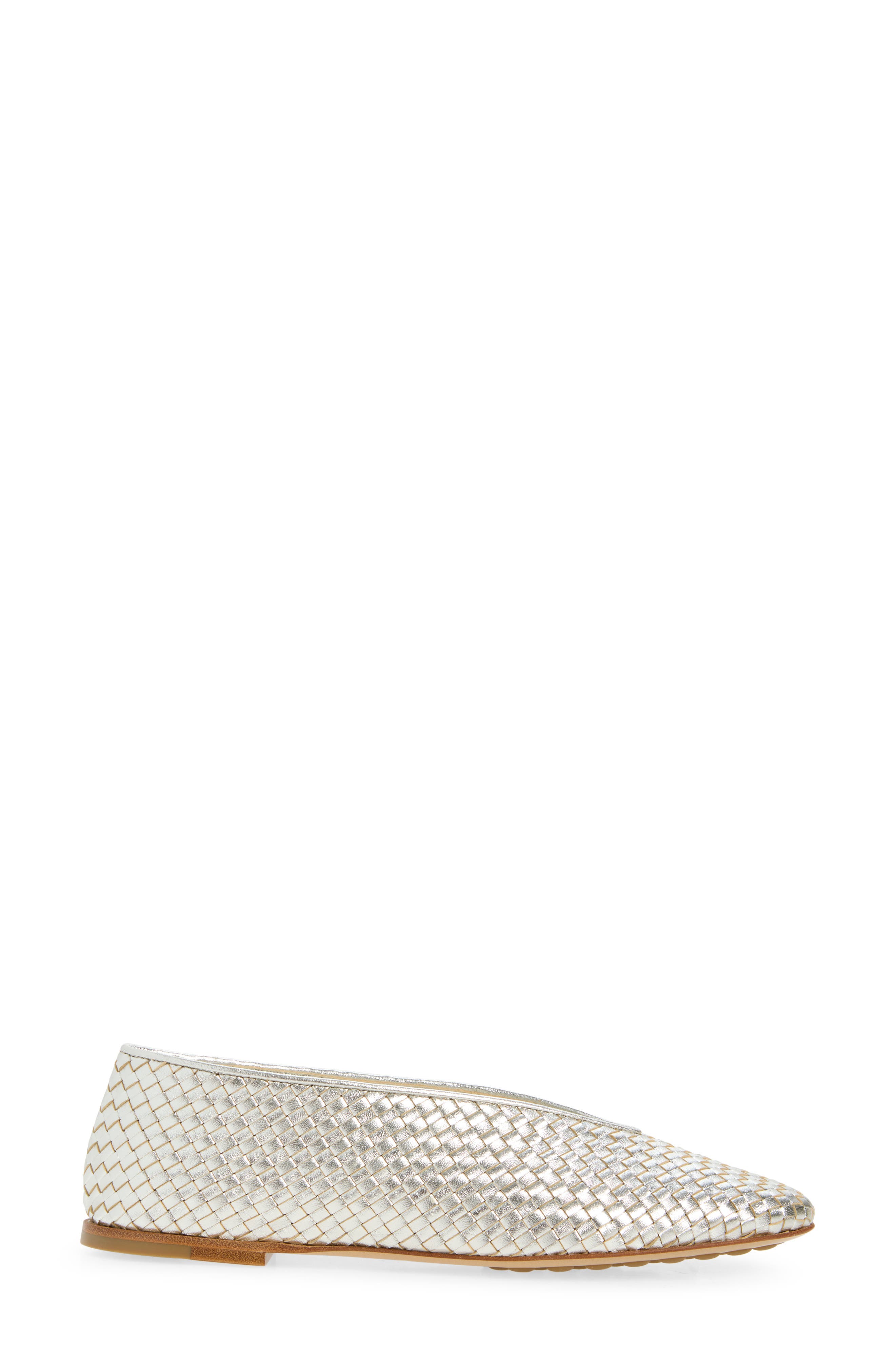 Rosa Ballerina Leather Flat, Alternate, color, 1561 PLATINUM