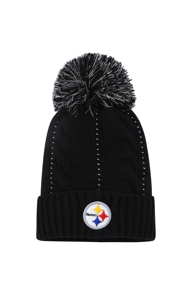 '47 Women's '47 Black Pittsburgh Steelers Bauble Cuffed Knit Hat with Pom, Main, color, Black