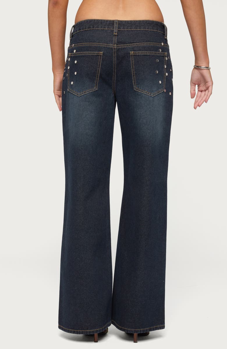 EDIKTED Spiral Studded Low Rise Baggy Jeans, Alternate, color, Dark-Blue-Washed