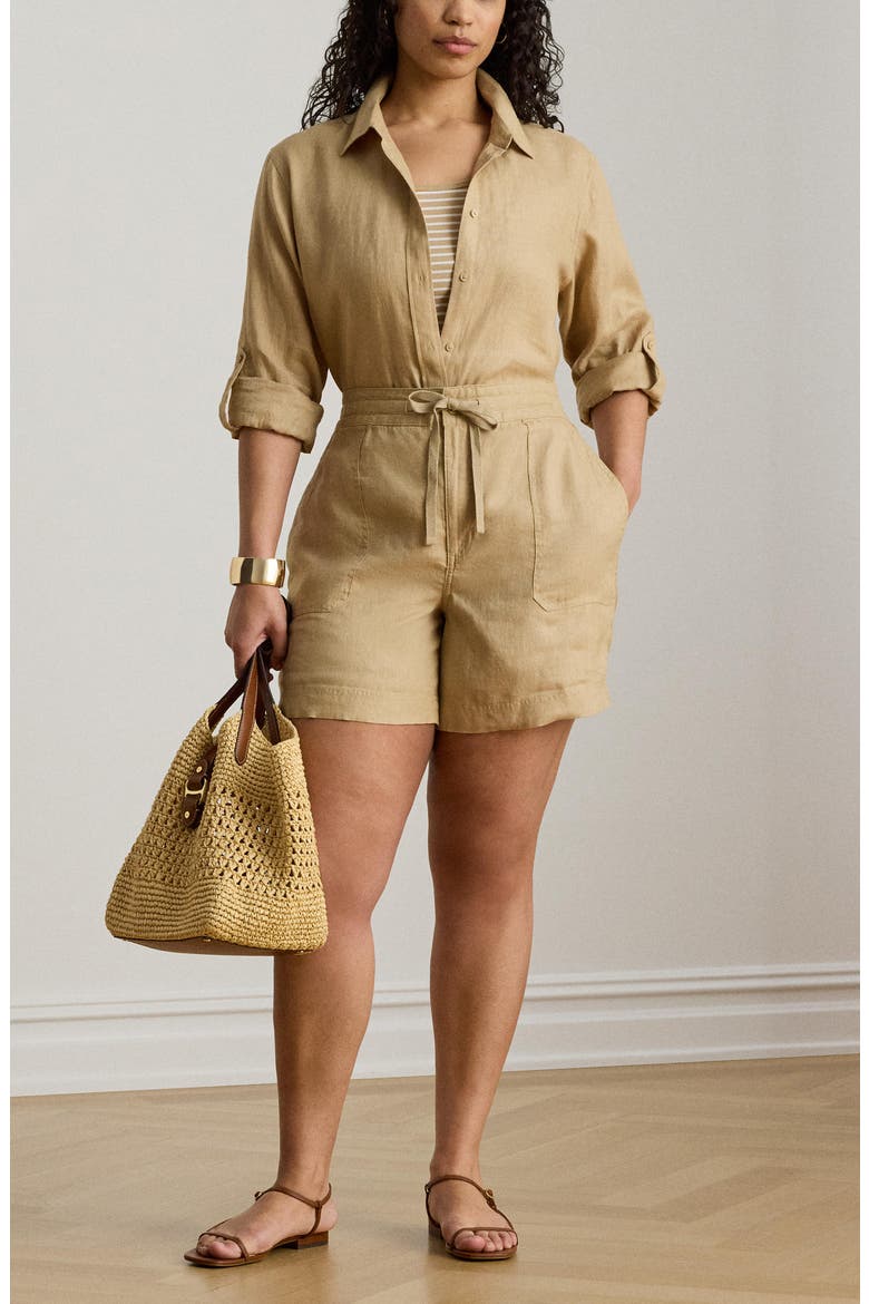 Linen Drawstring Shorts, Alternate, color, BIRCH BEIGE