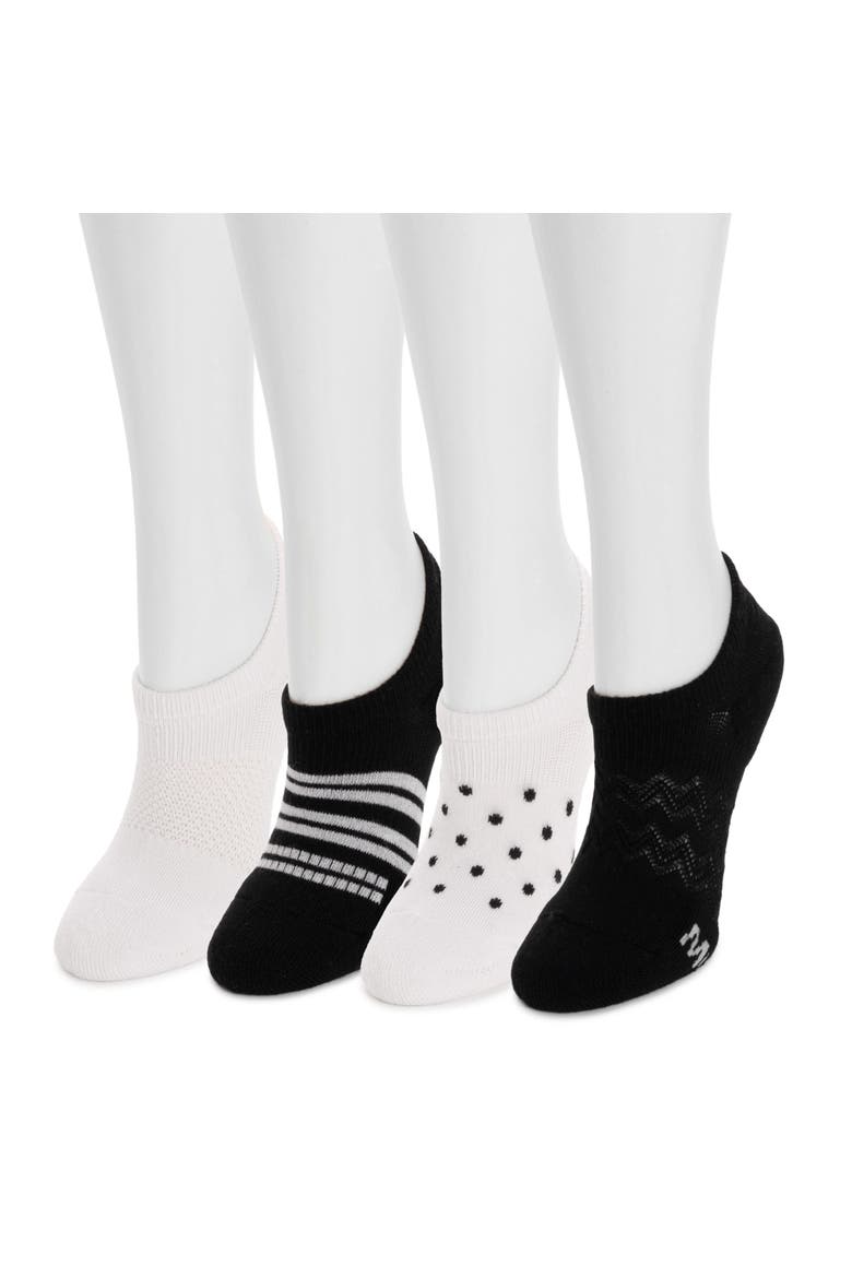 Women's Dream Step No Show Sock Liner, 4 Pair Pack, Alternate, color, White/Black