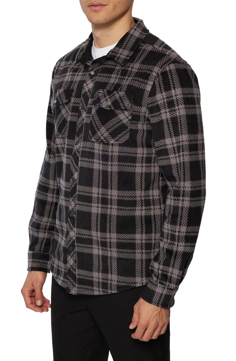 O'Neill Glacier Plaid Fleece Snap-Up Shirt, Alternate, color,