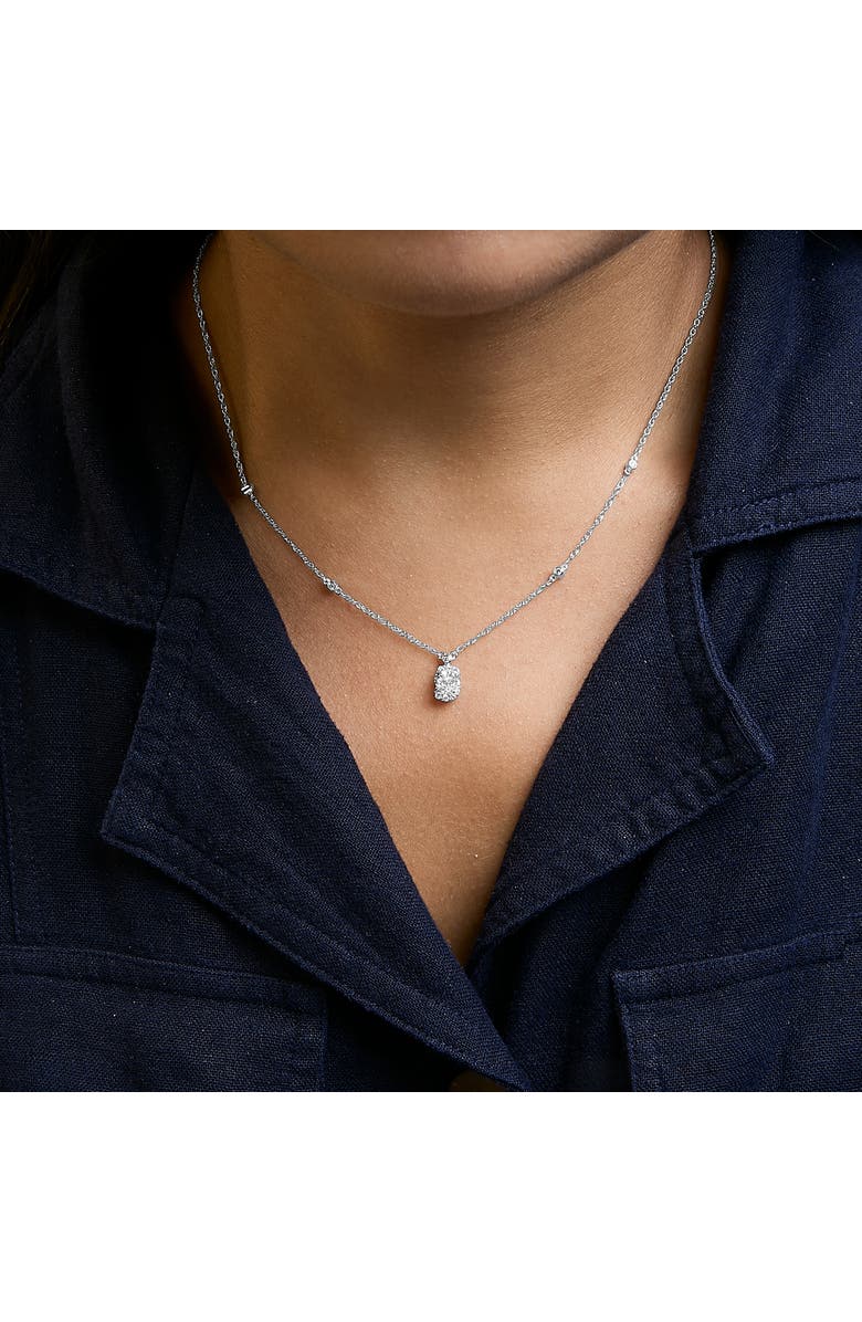 Haus of Brilliance Sterling Silver 5/8 Cttw Lab Grown Diamond Oval Halo Pendant Necklace, Alternate, color, Silver