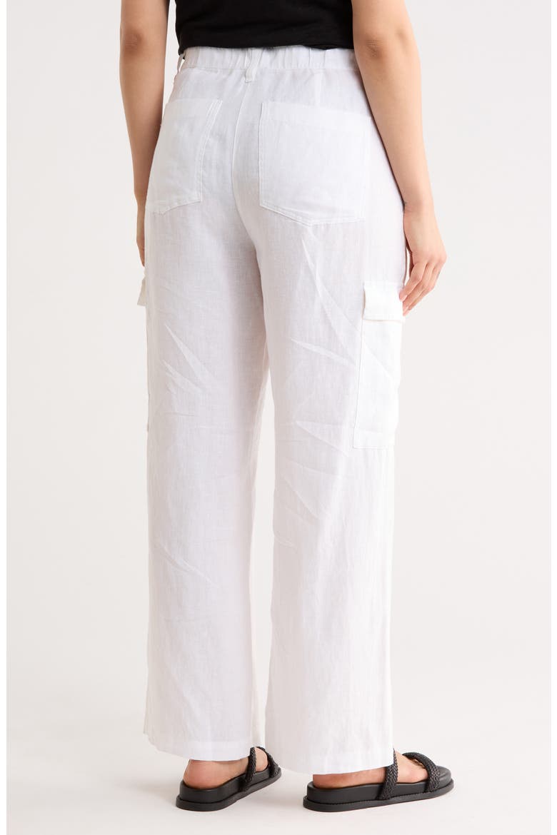 Wide Cargo Organic Linen Pants, Alternate, color, WHITE