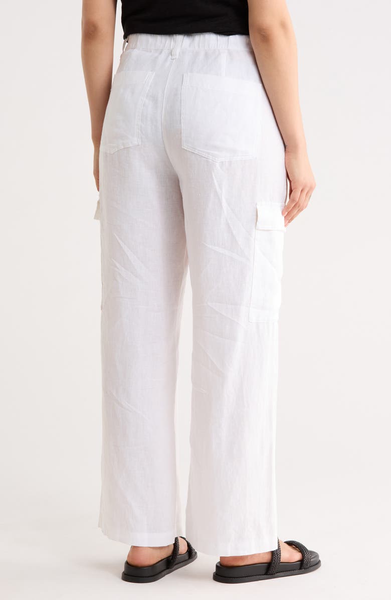 Eileen Fisher Wide Cargo Organic Linen Pants, Alternate, color, White