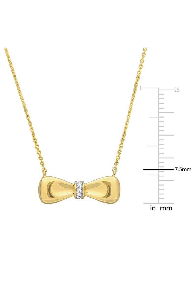 Diamond Accent Bow Necklace 10k Gold, Alternate, color, Yellow Gold