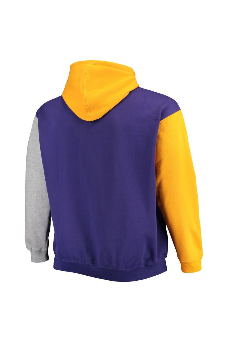 Men's Fanatics Branded Purple/Gold Los Angeles Lakers Big & Tall Double Contrast Pullover Hoodie, Alternate, color, Purple