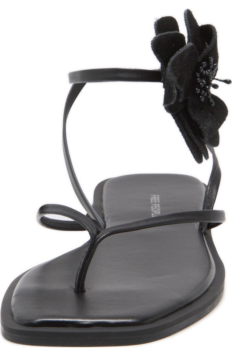 Free People Mismatched Magnolia Appliqué Ankle Strap Sandal, Alternate, color, Black Tide Leather