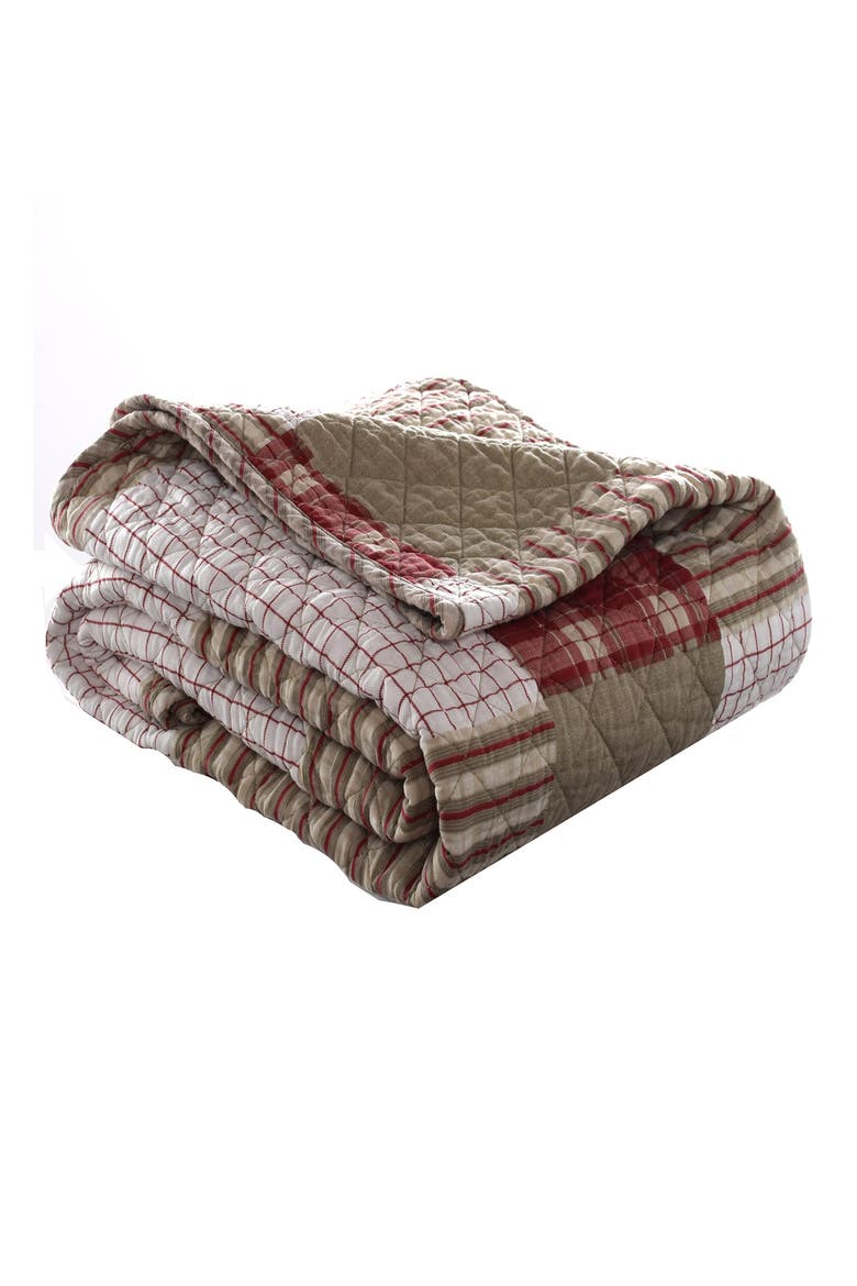 Camano Island Plaid Quilted Throw Blanket, Main, color, RED
