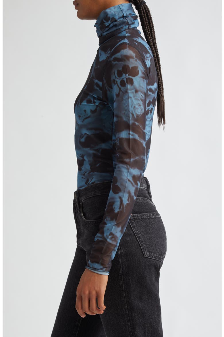 Floral Mesh Turtleneck, Alternate, color, BLUE SHADOW