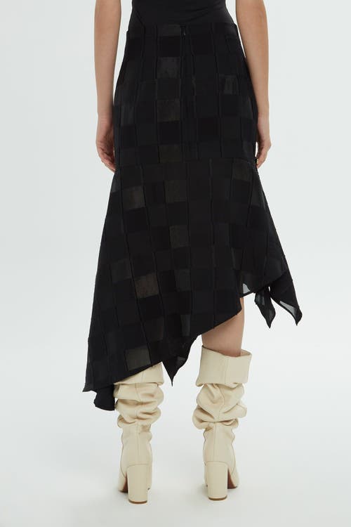 Gizia Asymmetrical Hem Midi Black Skirt In Black