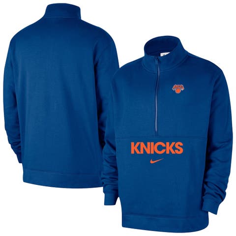 Men's Nike Blue New York Knicks Courtside Club Half-Zip Jacket