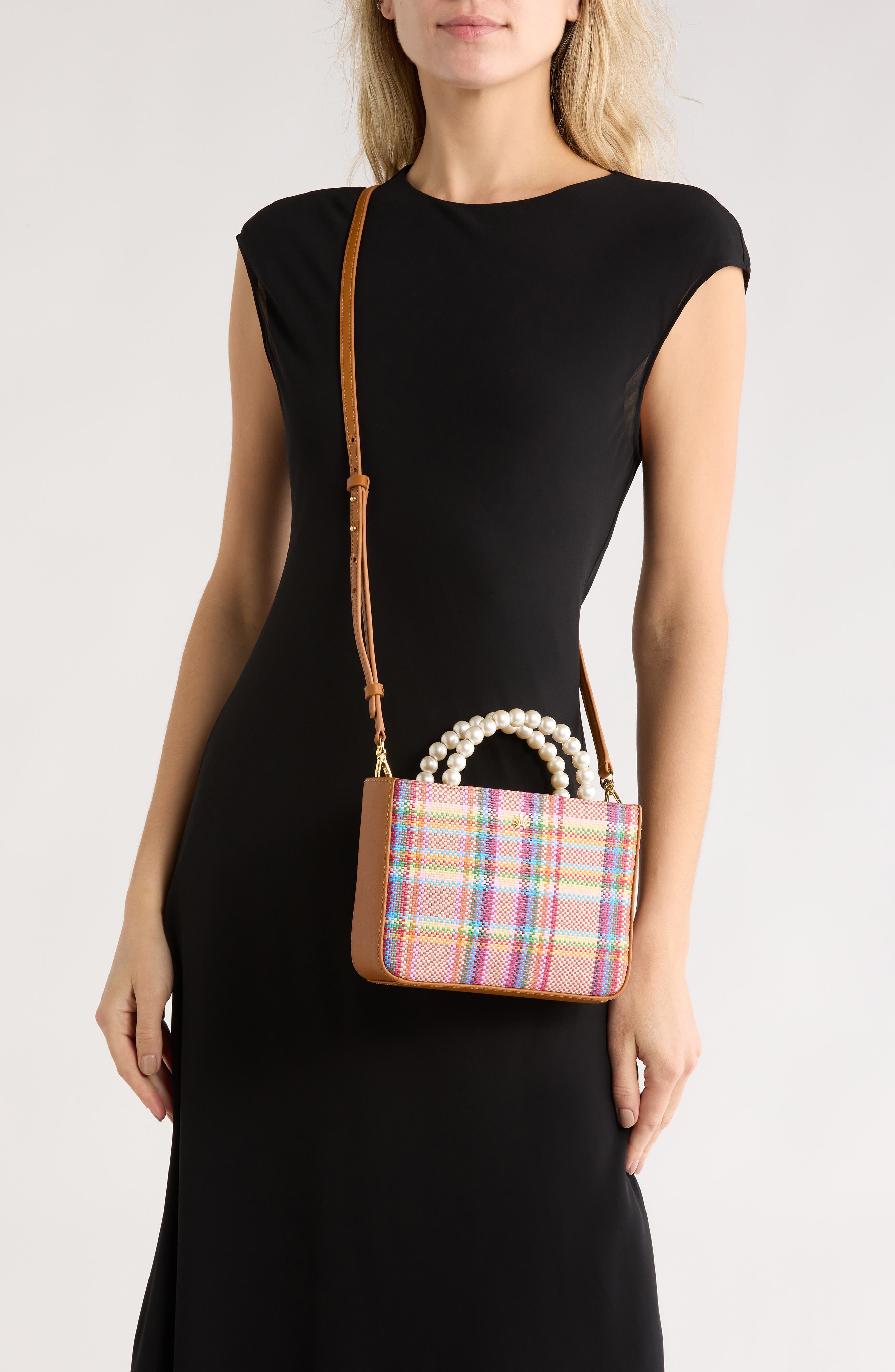 Lele Sadoughi Mini Maya Raffia Tote, Alternate, color, Picnic Plaid