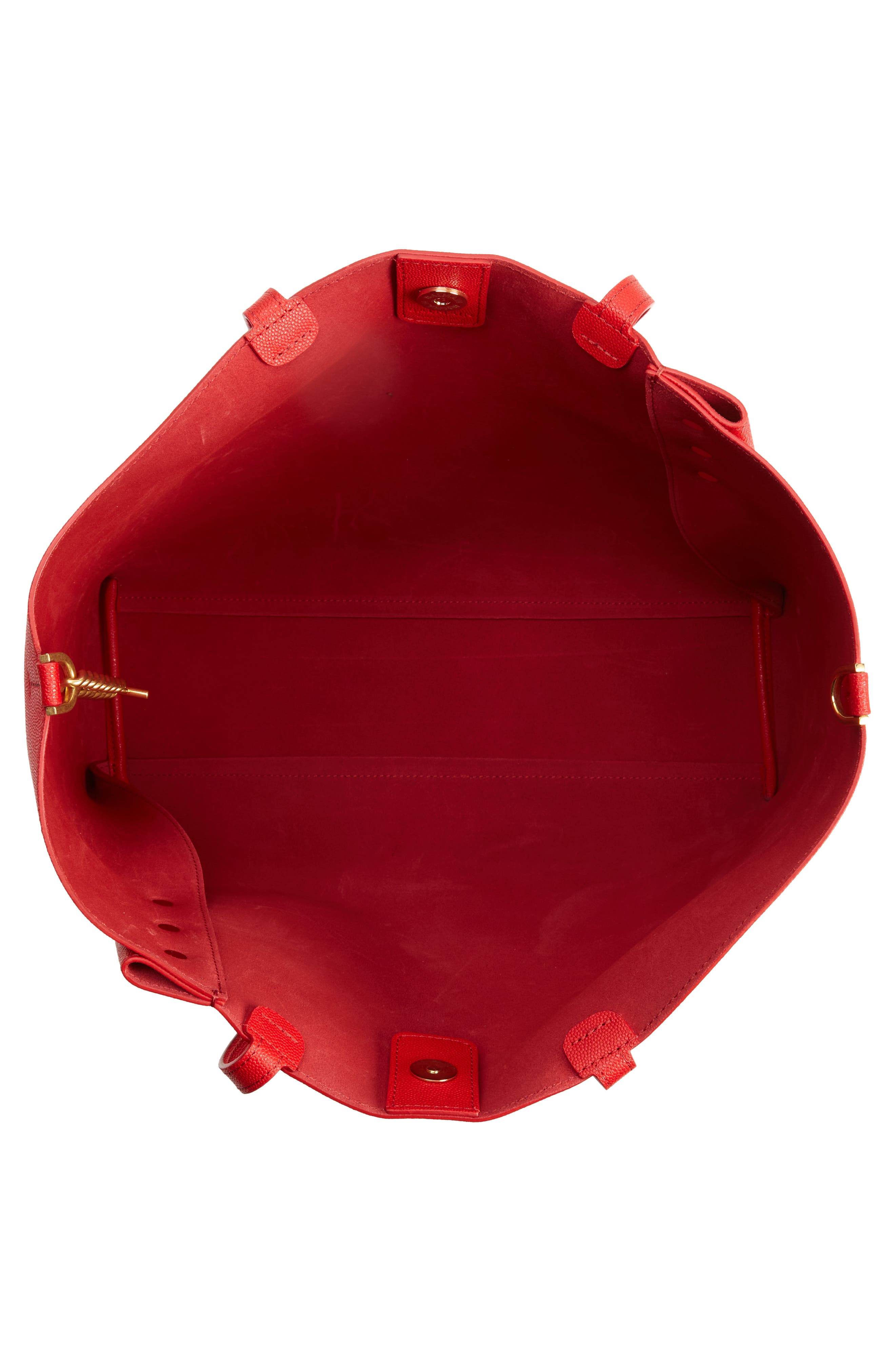 Balmain Emblem Crest Button Calfskin Shopper, Alternate, color, 3Kb Bright Red