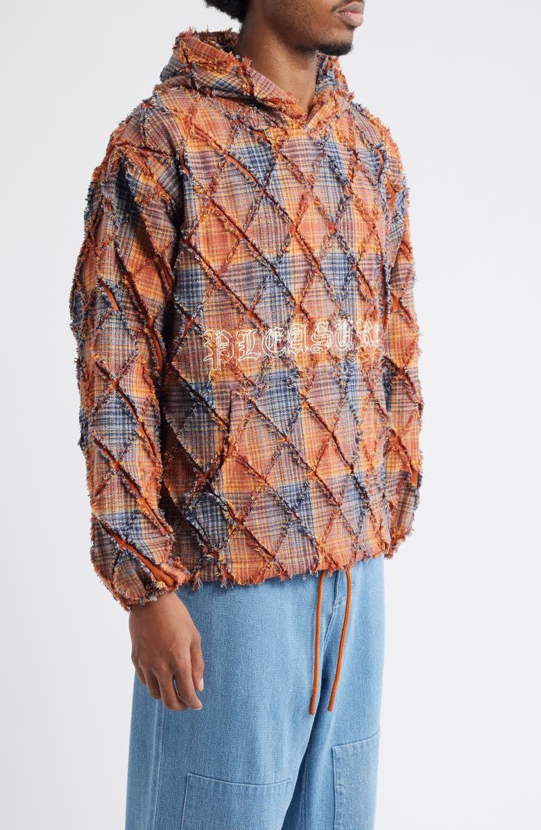 PLEASURES Mystic Flannel Poncho Hoodie, Alternate, color, Orange