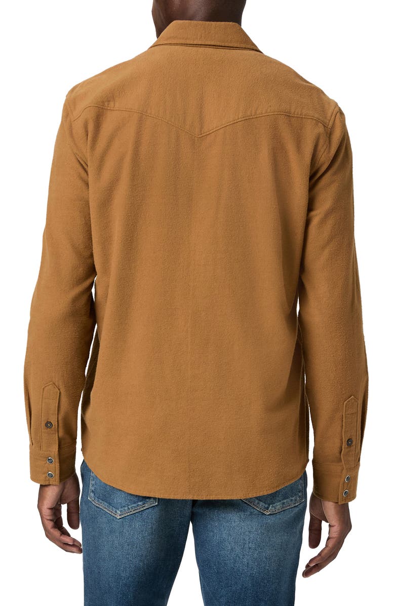 PAIGE Chenoga Cotton Chamois Snap-Up Shirt, Alternate, color, Dried Tobacco