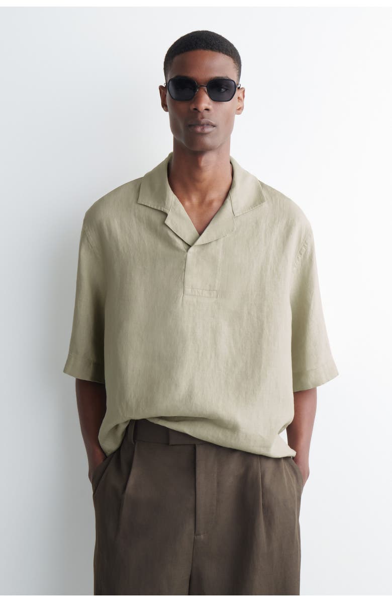 COS Linen Popover Shirt, Main, color, Beige