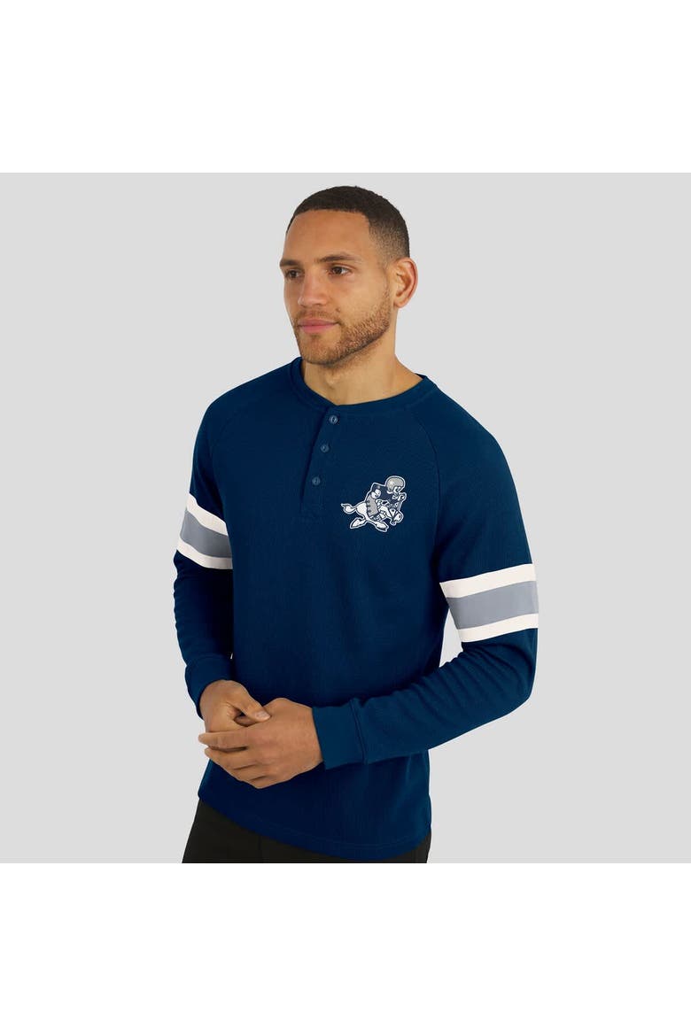 Men's Darius Rucker Collection by Fanatics Navy Dallas Cowboys Waffle-Knit Raglan Long Sleeve Henley T-Shirt, Alternate, color, Navy