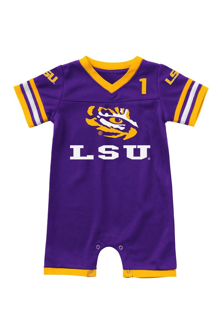 Infant Colosseum Purple LSU Tigers Bumpo Football Romper, Main, color, Purple