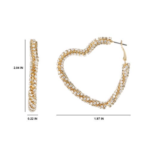 Bcbg Crystal Heart Hoop Earrings In Gold