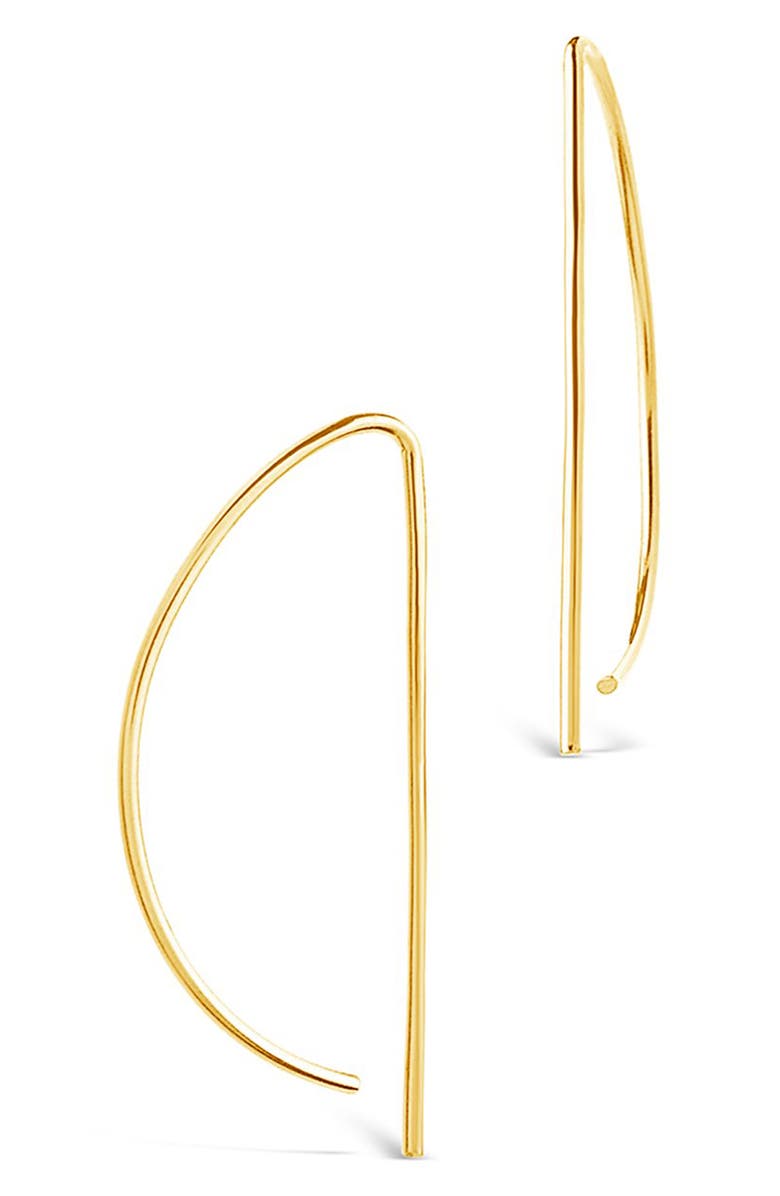 Sterling Forever Half Moon Threader Earrings, Alternate, color, 