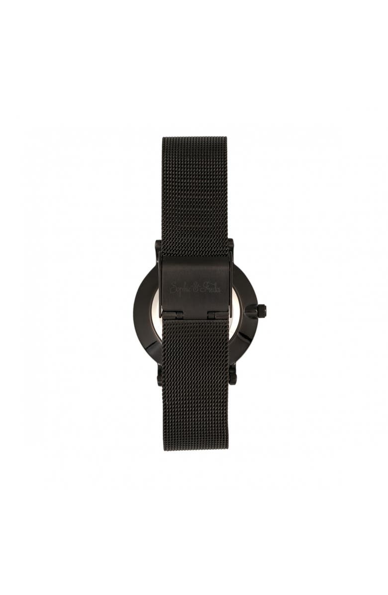 Sophie and Freda Sophie & Freda Savannah Mesh Bracelet Watch w/Swarovski Crystals, Alternate, color, Black