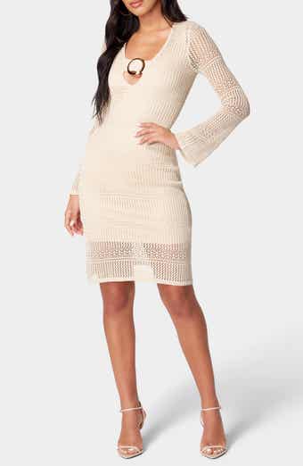 bebe Openwork Long Sleeve Dress