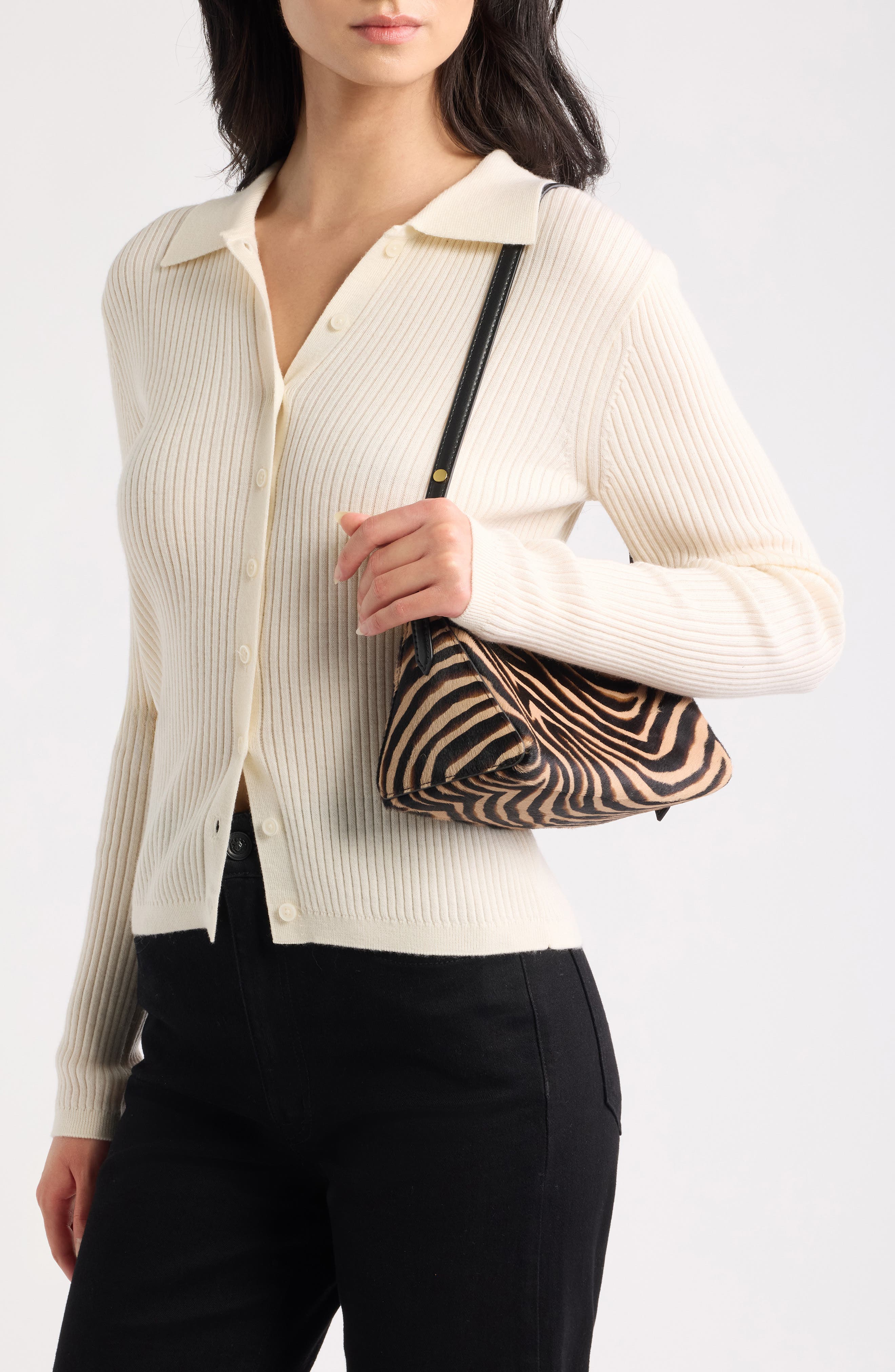 Prism Genuine Calf Hair Shoulder Bag, Alternate, color, TAN MULTI