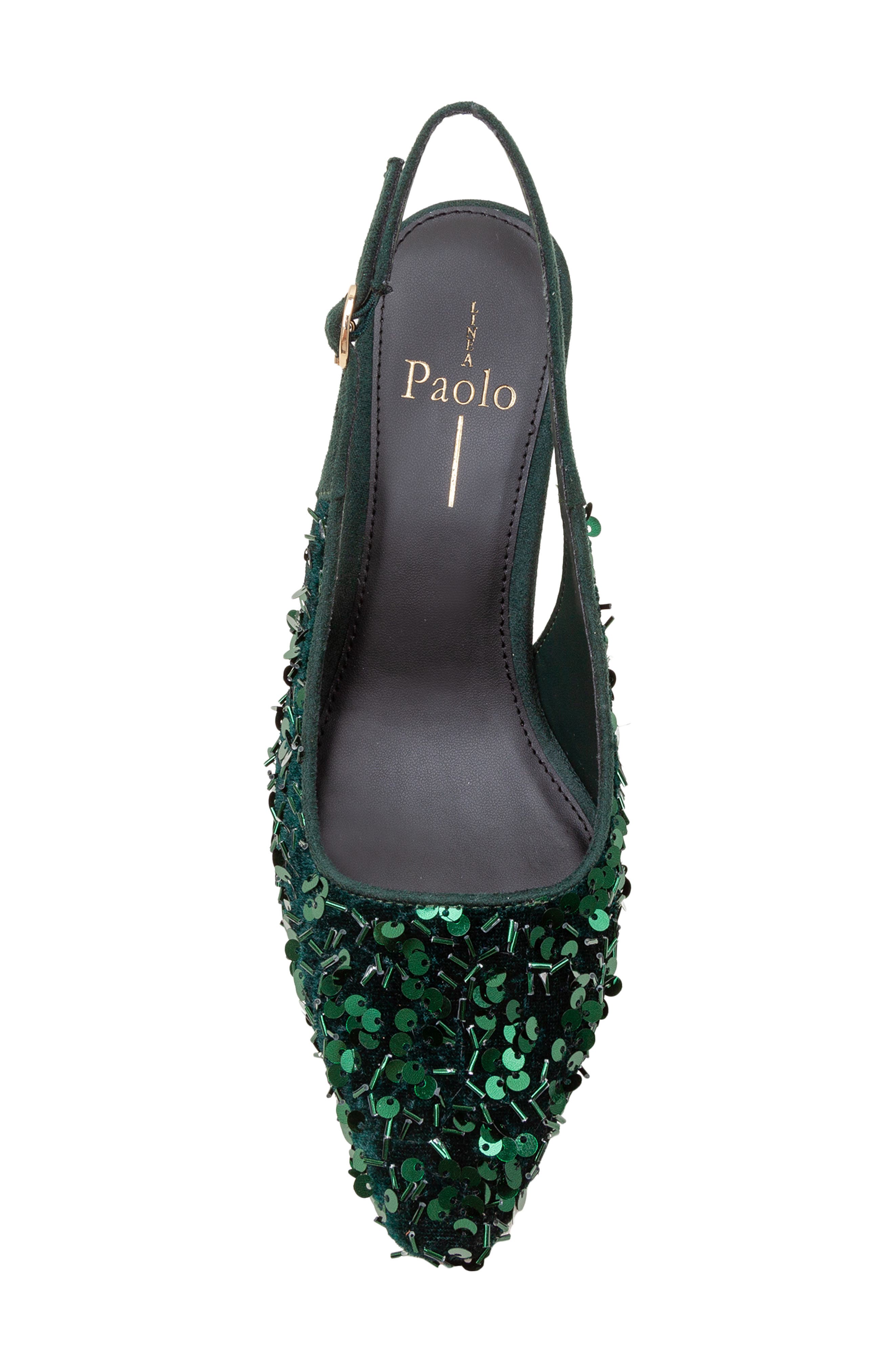 Linea Paolo Cosmo Beaded Pointed Toe Slingback Pump, Alternate, color, Green