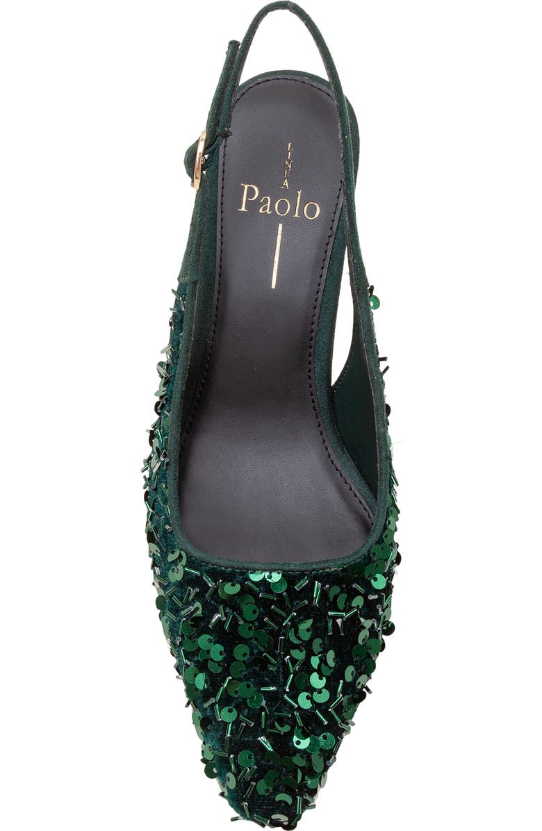 Linea Paolo Cosmo Beaded Pointed Toe Slingback Pump, Alternate, color, Green