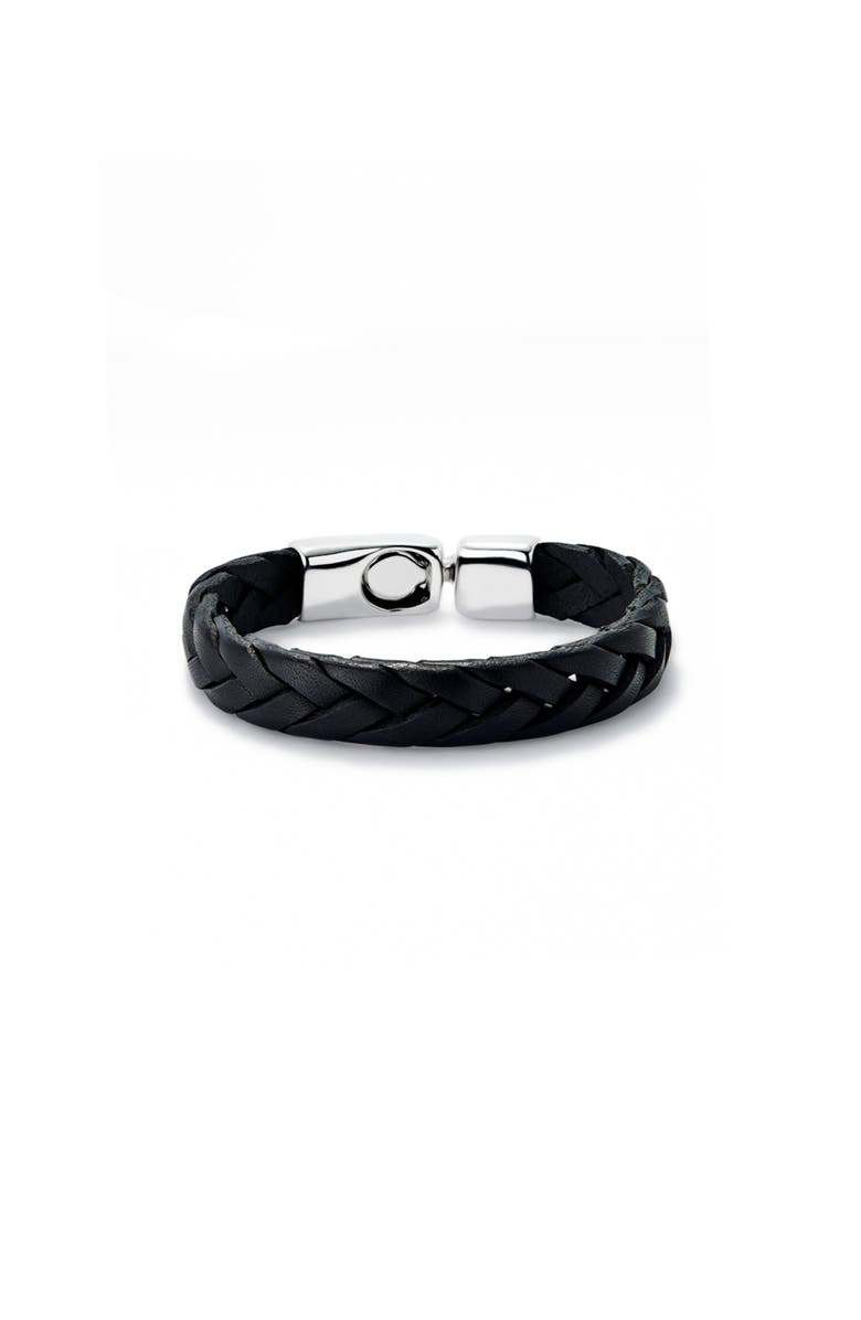 UNODE50 Braided Leather Clasp Bracelet, Main, color, Black