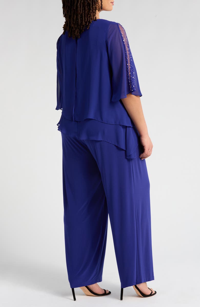 SL FASHIONS Sequin Detail Tiered Jumpsuit, Alternate, color, Iris