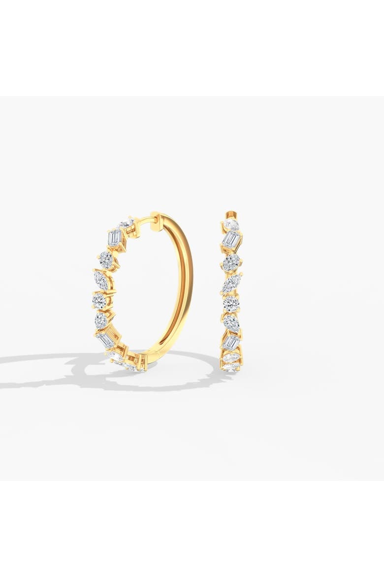 Classic Multi-Shape Lab Diamond Hoop in 14K Gold, Main, color, Yellow Gold