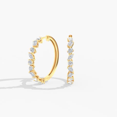Classic Multi-Shape Lab Diamond Hoop in 14K Gold