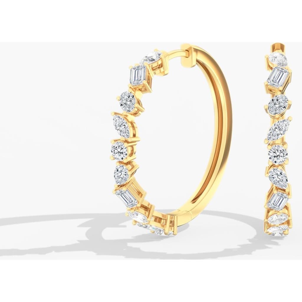 Everlee Classic Multi-Shape Lab Diamond Hoop in 14K Gold in Yellow Gold at Nordstrom