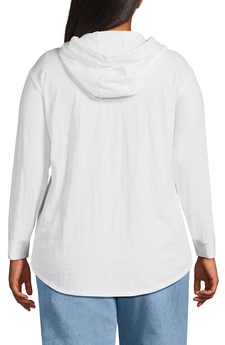 Lands' End Long Sleeve Slub Hooded Popover, Alternate, color, White