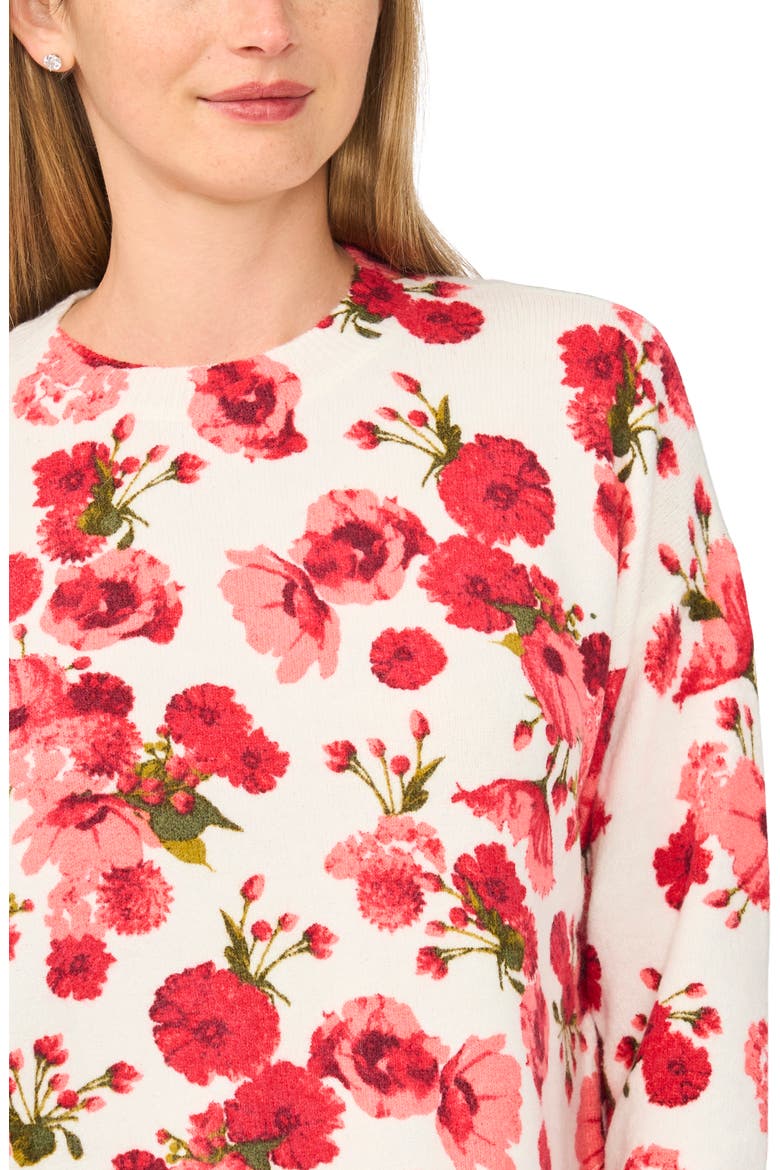 Floral Crewneck Sweater, Alternate, color, NEW IVORY ROSES