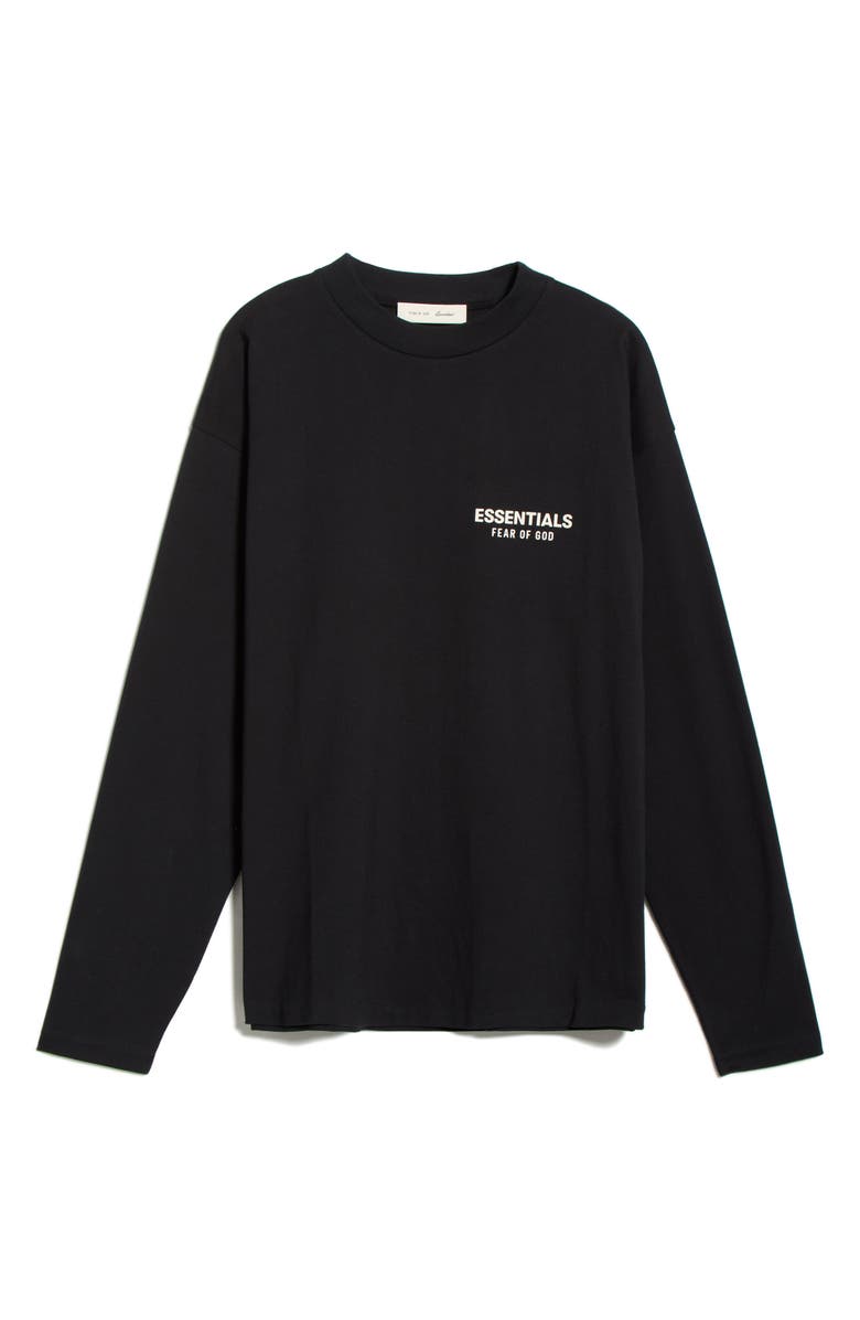 Fear of God Essentials Classic Fit Long Sleeve Logo Graphic T-Shirt, Main, color, Vintage Black / White