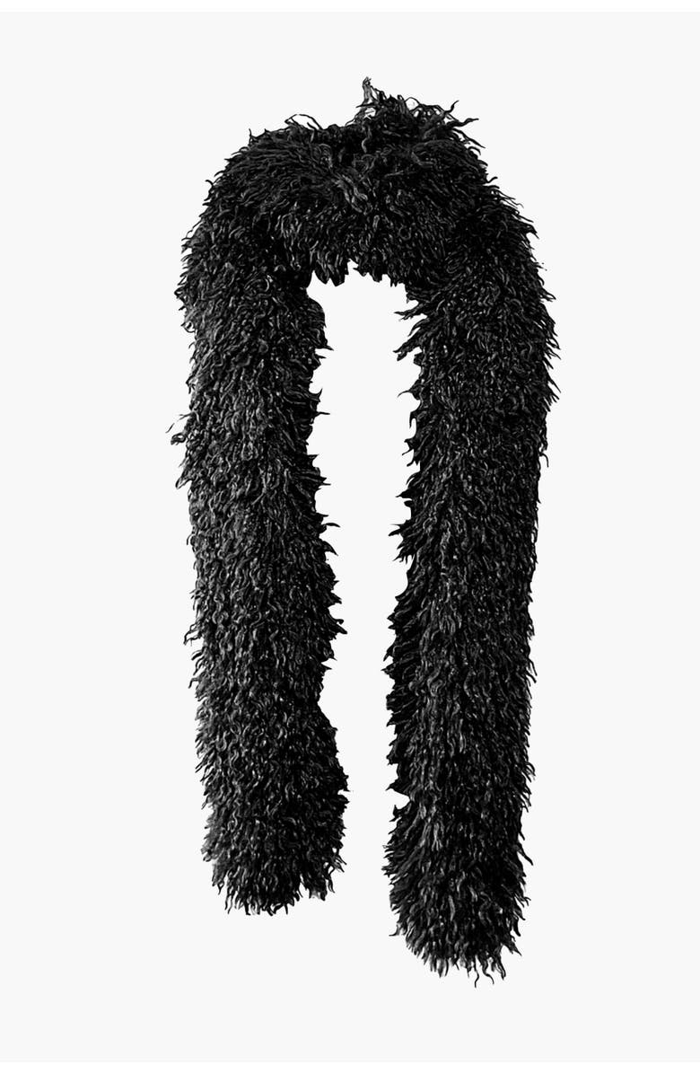 Anna Sui Faux Curly Lamb Fur Long Scarf, Main, color, 