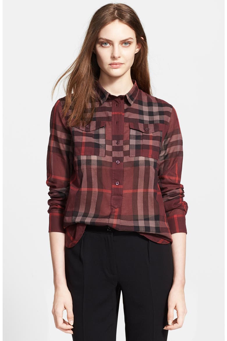 Woven Check Shirt, Main, color, DEEP CLARET