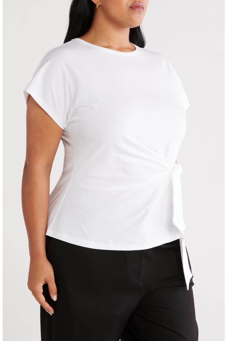 Tie Front Pima Cotton T-Shirt, Alternate, color, WHITE