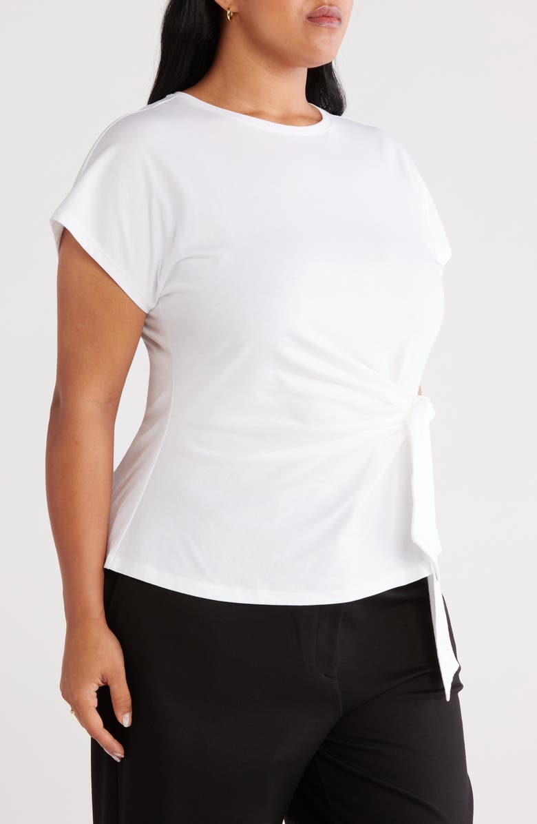 Nordstrom Tie Front Pima Cotton T-Shirt, Alternate, color, White